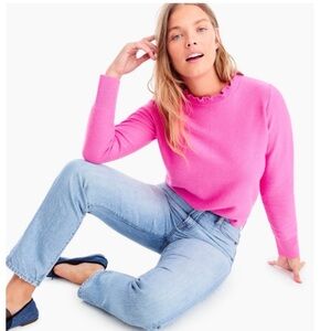 J. CREW | Pink Ruffle Neck Pullover Long Sleeve Sweater Sz. Medium